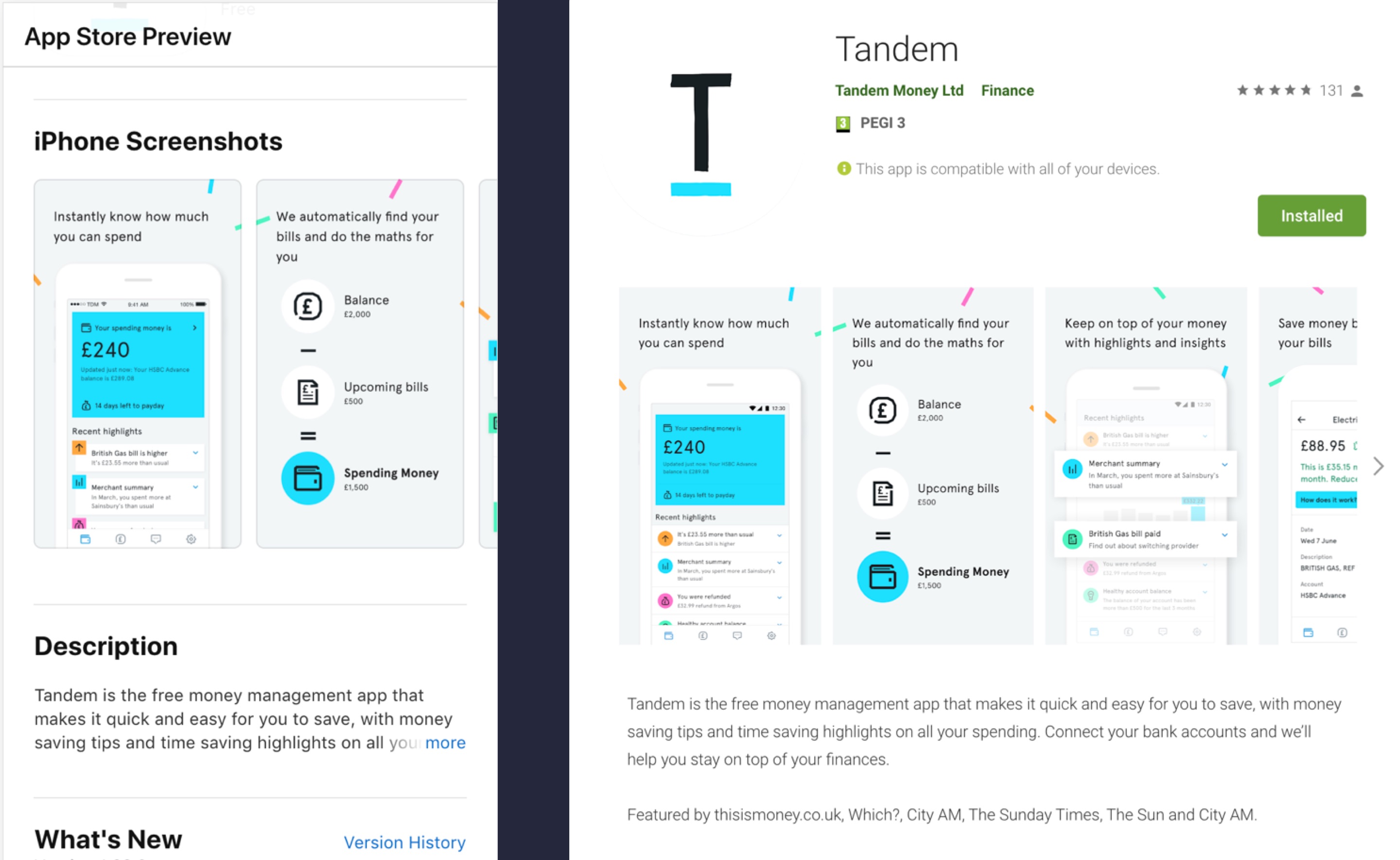 Tandem app store images